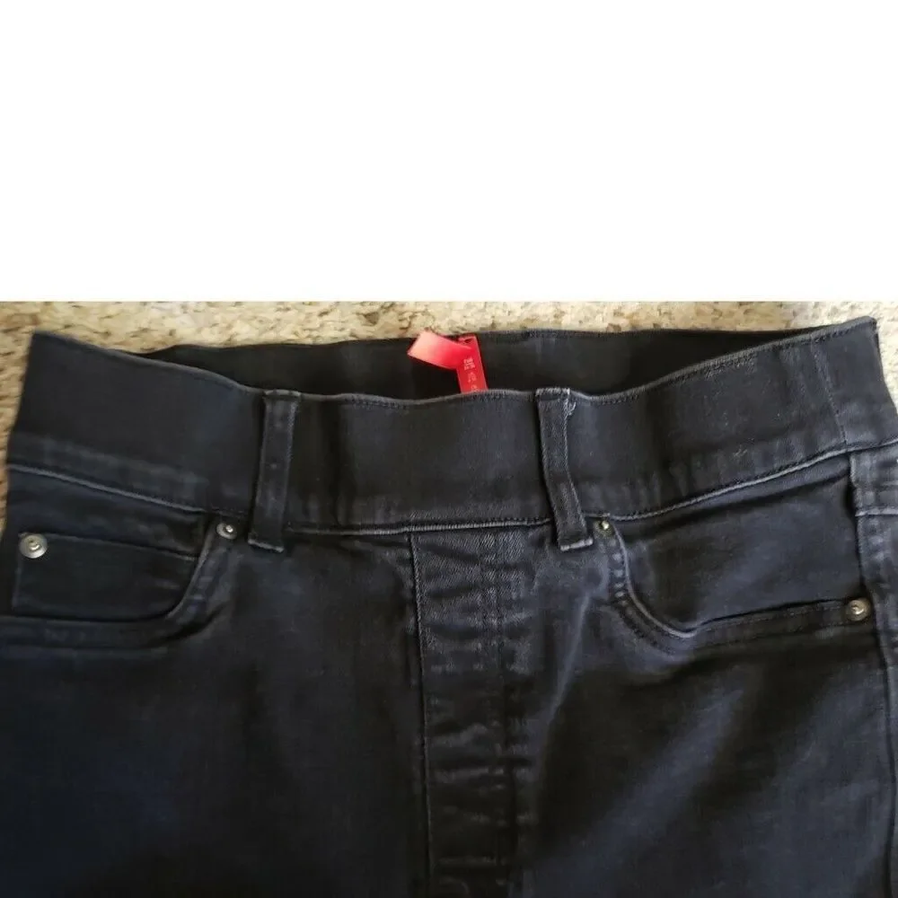 Spanx Black Pull On Denim Pants Skinny Jeggings High Waisted Womens Sz S Petite - Picture 10 of 13